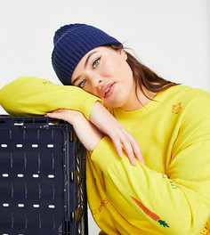 Джемпер в стиле very oversized с неразборчивым узором Native Youth Plus-Желтый