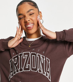 Коричневый oversized-свитшот с надписью "Arizona" Stradivarius-Коричневый цвет