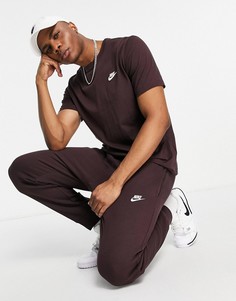 Коричневые джоггеры с манжетами Nike Club-Коричневый цвет