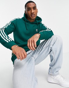 Худи университетского зеленого цвета с тремя полосками adidas Originals adicolor-Зеленый