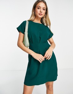 Зеленое платье мини со сборками ASOS DESIGN-Зеленый цвет