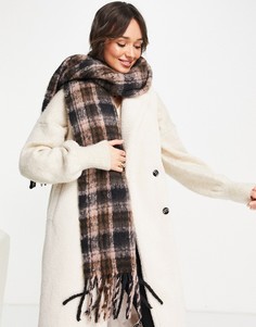 Шарф с начесом в розово-черную клетку Vero Moda-Разноцветный