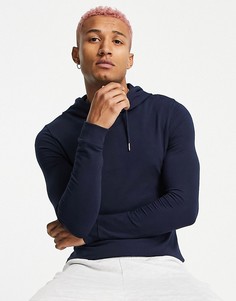 Темно-синий облегающий худи из смесового органического хлопка ASOS DESIGN