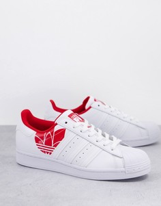 Бело-красные кроссовки adidas Originals Superstar-Белый