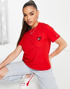 Красная футболка с логотипом-сердечком в виде флага Tommy Jeans-Красный
