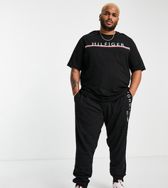 Черная футболка с логотипом в полоску Tommy Hilfiger Big & Tall-Черный цвет