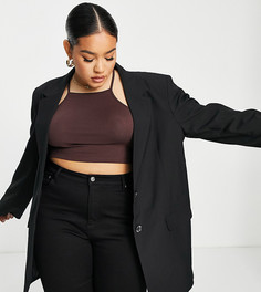 Черный узкий пиджак в мужском стиле ASOS DESIGN Curve – Выбирай и Комбинируй-Черный цвет