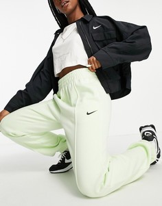 Лаймово-зеленые флисовые джоггеры в стиле oversized Nike-Зеленый цвет