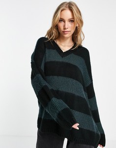 Зеленый oversized-джемпер в полоску AllSaints-Разноцветный
