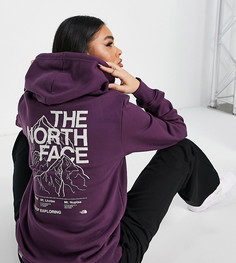 Худи бордового цвета с контурным принтом гор The North Face Mountain Outline – эксклюзивно для ASOS-Красный