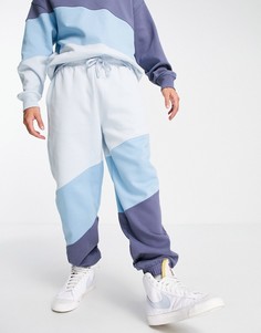 Синие oversized-джоггеры в стиле колор блок от комплекта Topman-Голубой