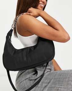 Черная нейлоновая сумка на плечо с ручкой-цепочкой Topshop-Черный цвет