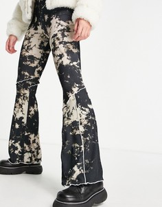 Расклешенные брюки со вставками, принтом тай-дай, необработанными краями и декоративными швами ASOS DESIGN-Разноцветный