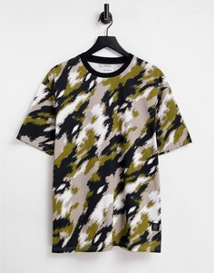 Футболка в стиле oversized с камуфляжным принтом Topman-Разноцветный