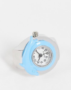 Часы-кольцо с дельфином голубого цвета DesignB London-Голубой