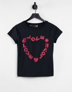 Черная футболка с сердцем и логотипом Love Moschino-Черный