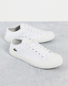 Белые кроссовки из кожи с мятым эффектом на шнуровке Lacoste Topskill 0721-Белый