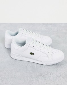 Белые кожаные кроссовки на шнуровке Lacoste Twin Serve 0721-Белый