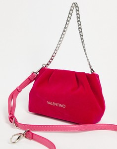 Фуксиево-розовая бархатная сумка мини со сборками VALENTINO BAGS Poplar-Розовый цвет