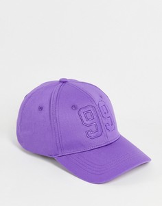 Парусиновая бейсболка фиолетового цвета с принтом ASOS DESIGN-Фиолетовый цвет