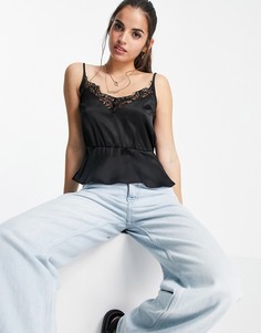 Черный топ на бретельках Miss Selfridge-Черный цвет