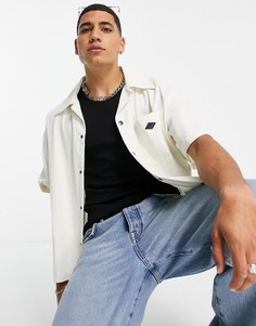 Свободная джинсовая рубашка светло-бежевого цвета Topman-Светло-бежевый цвет