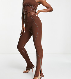 Коричневые леггинсы с акцентными швами и разрезами на кромке от комплекта ASYOU-Черный цвет