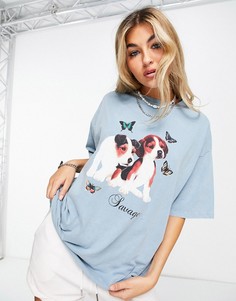 Oversized-футболка с принтом "Savage" New Girl Order-Голубой