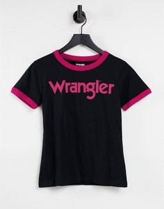 Черная футболка с короткими рукавами и окантовкой по горловине и рукавам Wrangler-Черный цвет