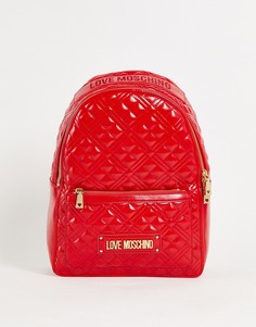 Красный стеганый рюкзак с логотипом Love Moschino