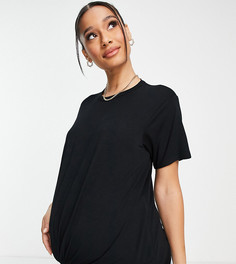 Черный лонгслив с перекрученной отделкой спереди ASOS DESIGN Maternity-Черный цвет