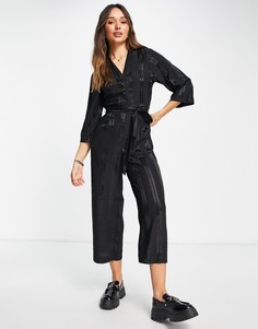 Черный атласный комбинезон Monki-Черный цвет