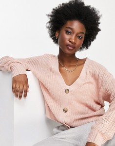 Розовый вязаный кардиган в рубчик Brave Soul Daisy-Розовый цвет