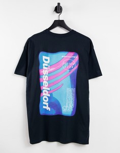 Черная oversized-футболка с принтом Дюссельдорфа Topman-Черный цвет