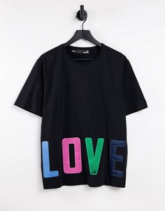 Черная oversized-футболка с большой надписью "Love" Love Moschino-Черный цвет