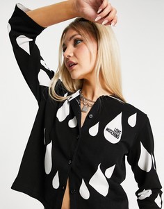 Черная куртка со сплошным принтом в виде капель дождя Love Moschino-Черный цвет