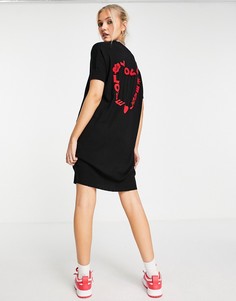 Черное вязаное платье мини с логотипом в форме сердца Love Moschino-Черный цвет