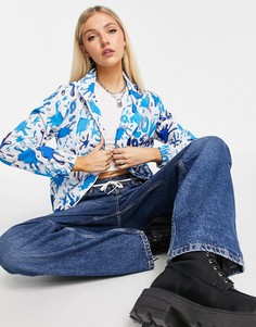Белая куртка с капюшоном и принтом капель Love Moschino-Голубой