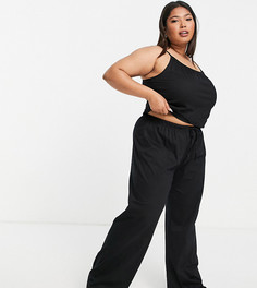 Черные пижамные брюки из органического хлопка ASOS DESIGN Curve – Выбирай и Комбинируй-Черный цвет