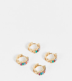 Набор из 2 пар золотистых серег-колец с кристаллами Reclaimed Vintage Inspired-Золотистый