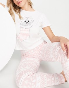 Бело-розовая пижама с узором Фэйр-Айл Brave Soul-Розовый цвет