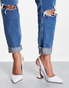 Белые лакированные туфли на высоком каблуке с ремешком на пятке ASOS DESIGN Power-Белый