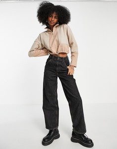 Светло-бежевый флисовый топ с воротником-стойкой и вставками Topshop-Светло-бежевый цвет