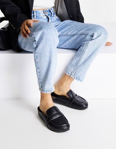 Черные лоферы-мюли на плоской подошве ASOS DESIGN-Черный цвет