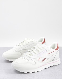 Кожаные кроссовки светлого и бронзового цвета Reebok Classic-Белый