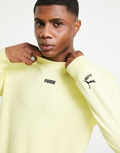 Желтый свитшот с круглым вырезом и маленьким логотипом Puma Classics