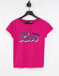 Розовая футболка с логотипом и принтом "Love" Love Moschino-Розовый цвет
