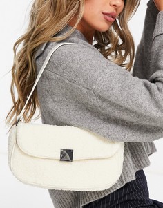 Кремовая сумка на плечо из плюшевого меха с клапаном Glamorous-Белый