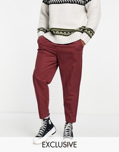 Бордовые укороченные брюки свободного кроя Reclaimed Vintage Inspired-Красный