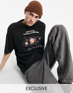 Черная футболка из органического хлопка с графическим принтом космоса Reclaimed Vintage Inspired-Черный цвет